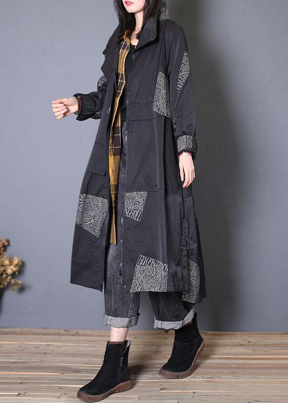 Coats Fall Black Zippered Coats