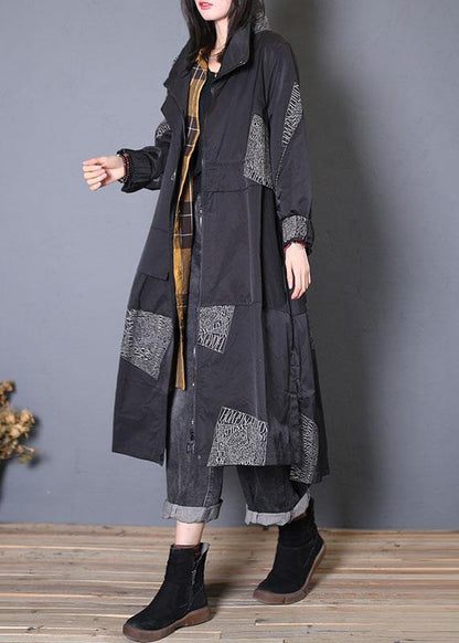 Coats Fall Black Zippered Coats