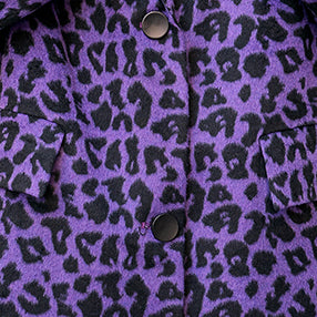 Purple Leopard Coats Oversize Notched Outwear Pockets Wool Jackets