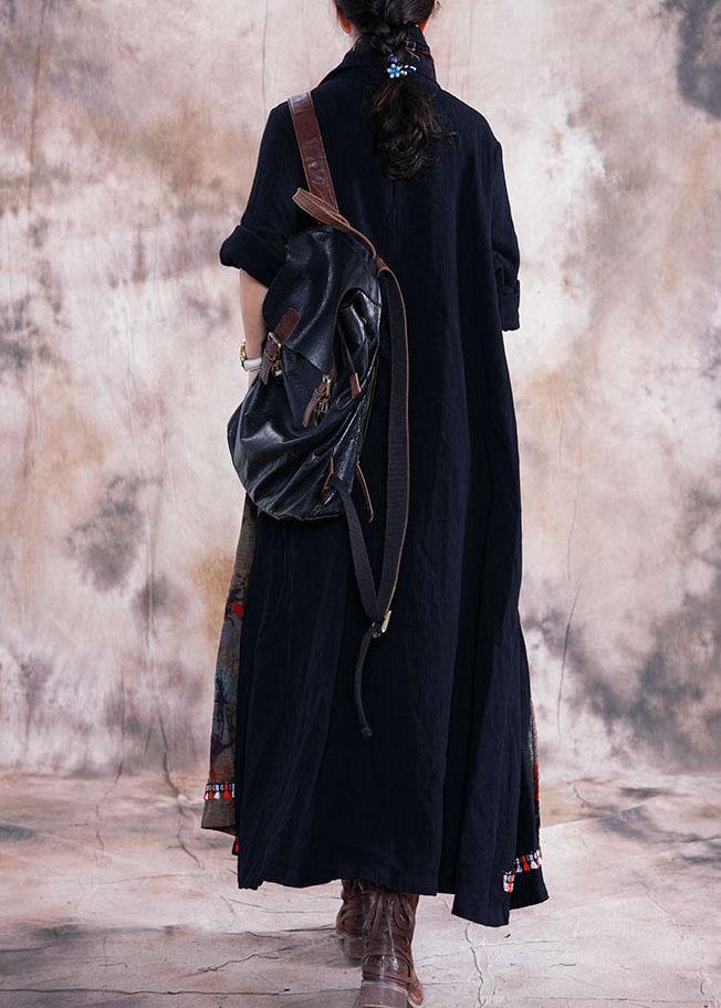 Red Print Overcoat Oversize Long Coat Fall Lapel Patchwork Coat