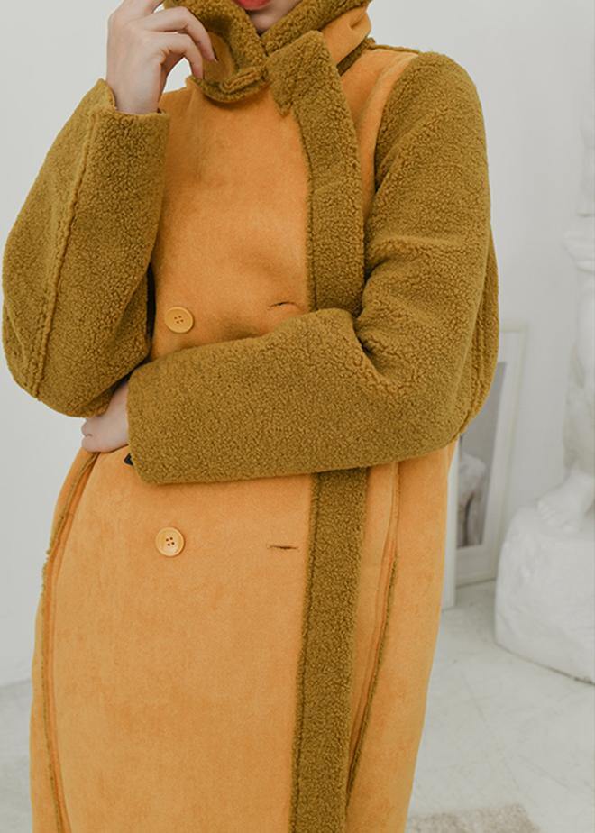 Coats Outwear Yellow Notched Double Breast Wool Overcoat