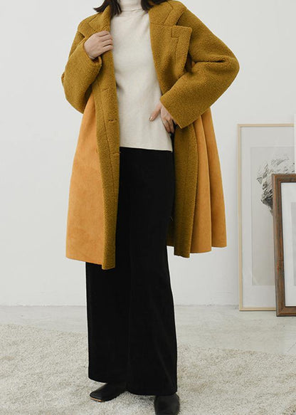 Coats Outwear Yellow Notched Double Breast Wool Overcoat