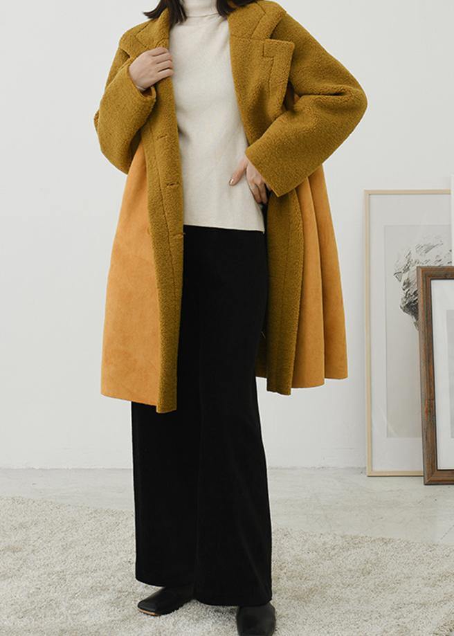 Coats Outwear Yellow Notched Double Breast Wool Overcoat
