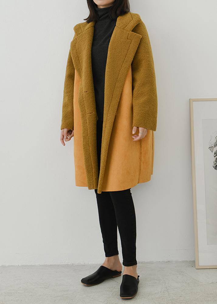 Coats Outwear Yellow Notched Double Breast Wool Overcoat