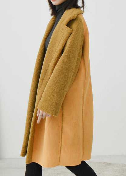 Coats Outwear Yellow Notched Double Breast Wool Overcoat