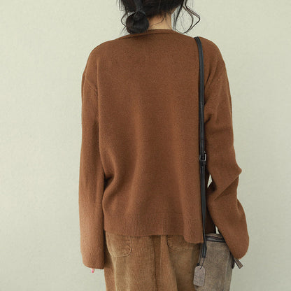 V Neck Sweater Wardrobes Chocolate Big Knit Tops