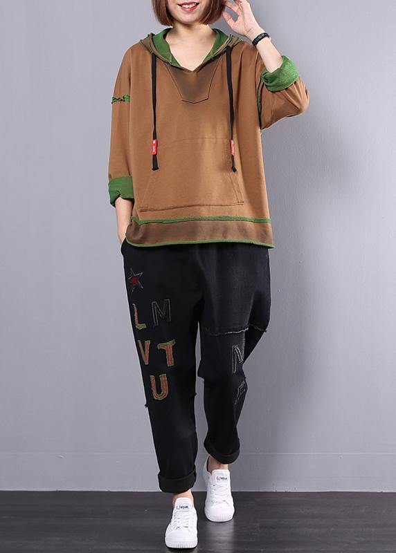 Fashion women cotton sport suit yellow hooded tops and alphabet pants