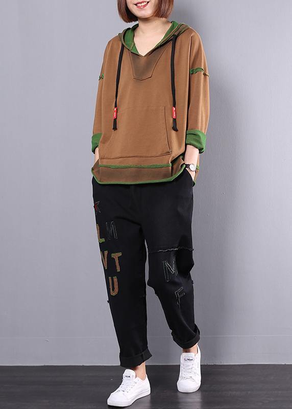 Fashion women cotton sport suit yellow hooded tops and alphabet pants