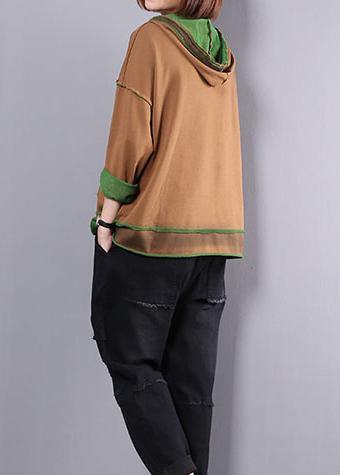 Cotton Sport Suit Yellow Hooded Tops and Alphabet Pants
