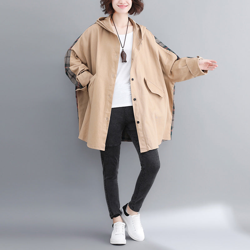 Yellow Cotton Outwear Oversized Hooded Winter Jackets Patchwork Coats