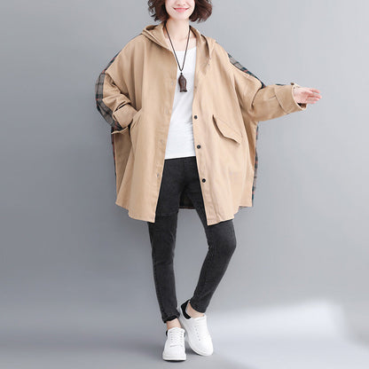 Yellow Cotton Outwear Oversized Hooded Winter Jackets Patchwork Coats