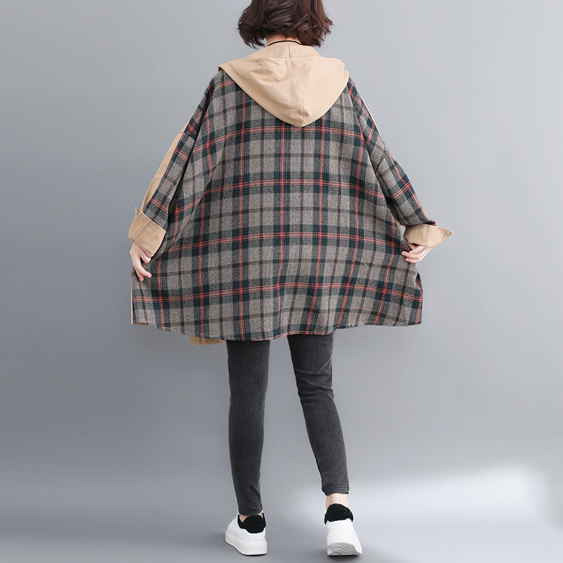 Yellow Cotton Outwear Oversized Hooded Winter Jackets Patchwork Coats