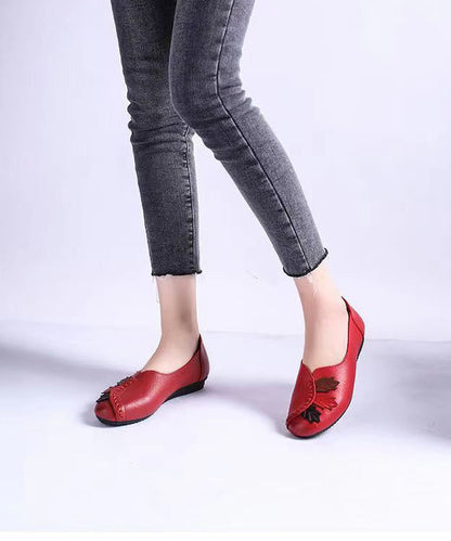 Faux Leather Flats Splicing Comfortable Black Soolinen Shoes-20251
