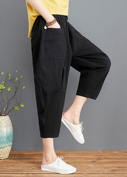 Fine Red Elastic Waist Jeans Harem Pants Summer Cotton