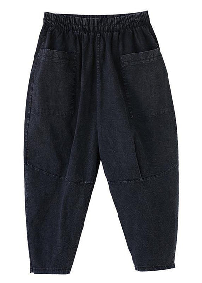 Fine Green Elastic Waist Jeans Harem Pants Summer Cotton