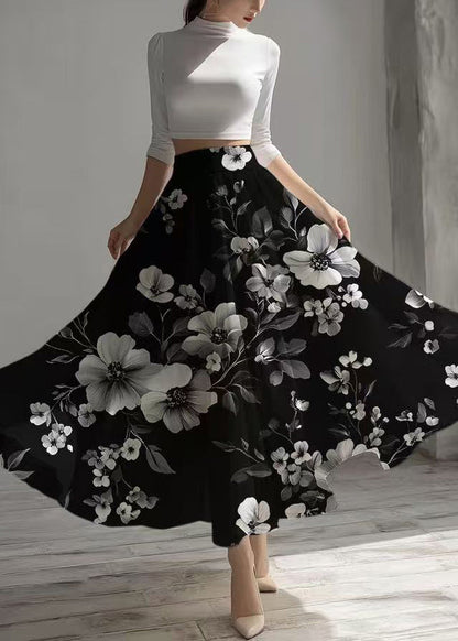 Fine Black Chiffon Skirt Exra Large Hem Summer