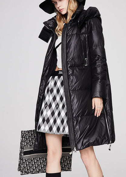 Fine Black Hooded Thick Fine Winter Duck Down Puffer