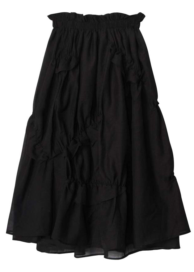 Fine Black Wrinkled Patchwork Skirt Spring