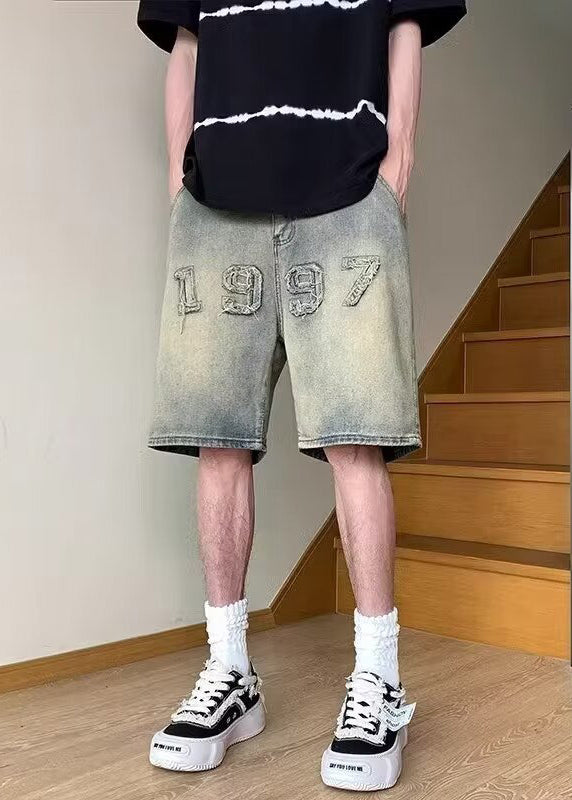 Fine Blue Digit Pockets High Waist Denim Shorts Summer