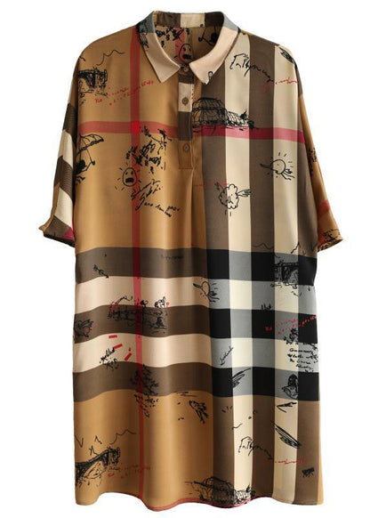 Fine Brown Striped Chiffon Summer Dress