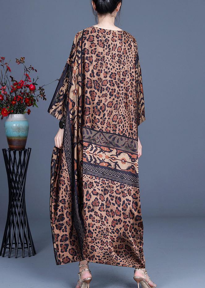 Fine Chocolate Leopard Asymmetrical Design Chiffon Party Dress Summer Spring