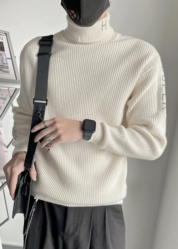 Fine Coffee Turtleneck Letter Thick Knit Sweater Winter