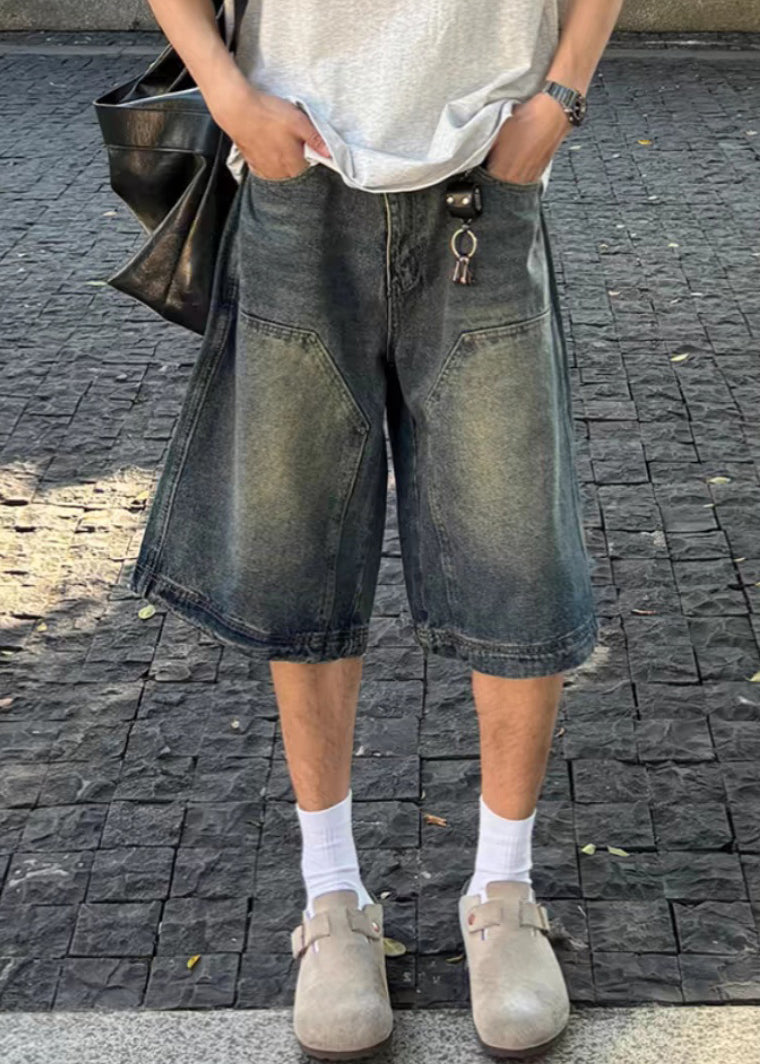 Fine Denim Blue Pockets High Waist Shorts Summer