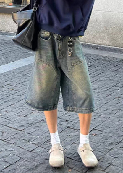 Fine Denim Blue Pockets High Waist Shorts Summer