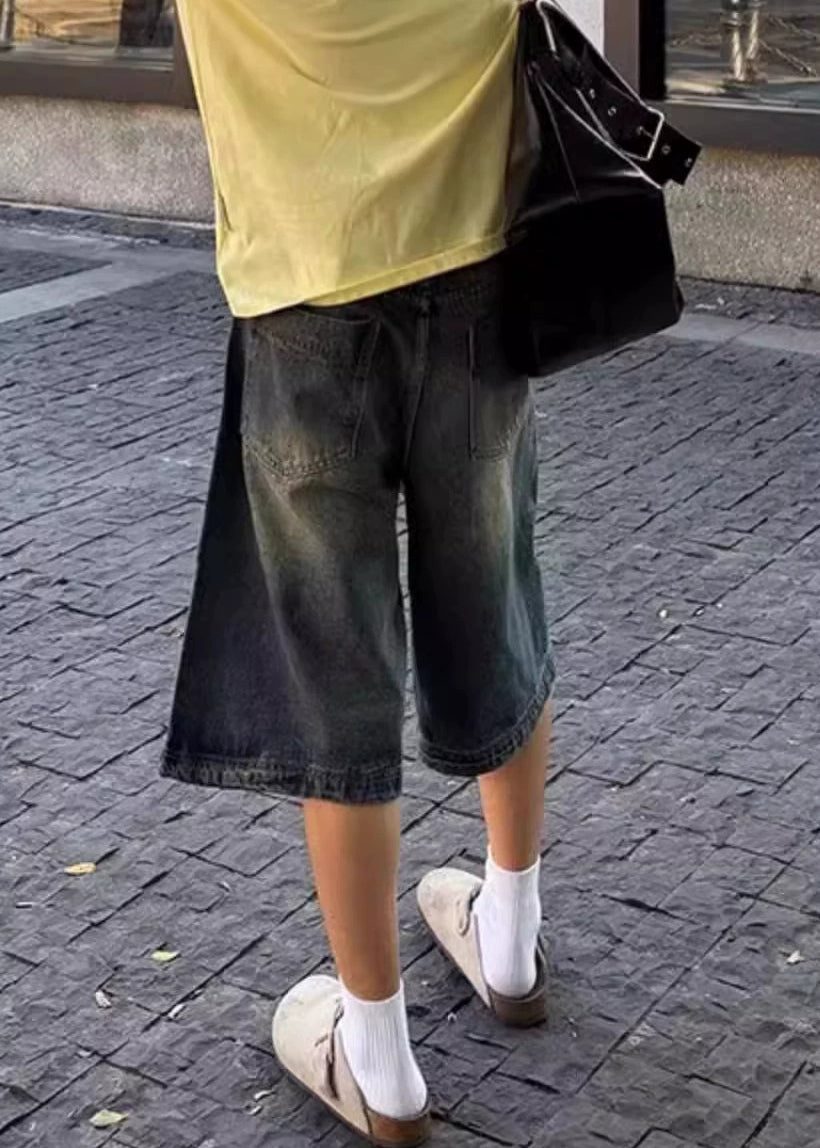 Fine Denim Blue Pockets High Waist Shorts Summer