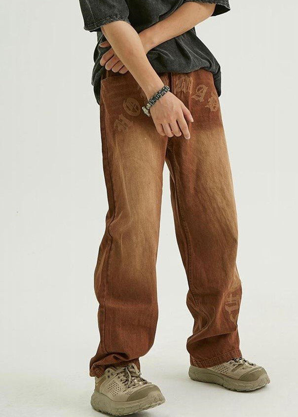 Fine Green Pockets Graphic Denim Pants Clothing Fall