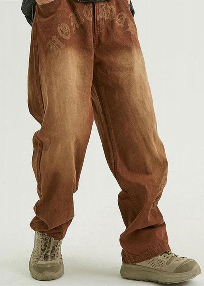 Fine Green Pockets Graphic Denim Pants Clothing Fall
