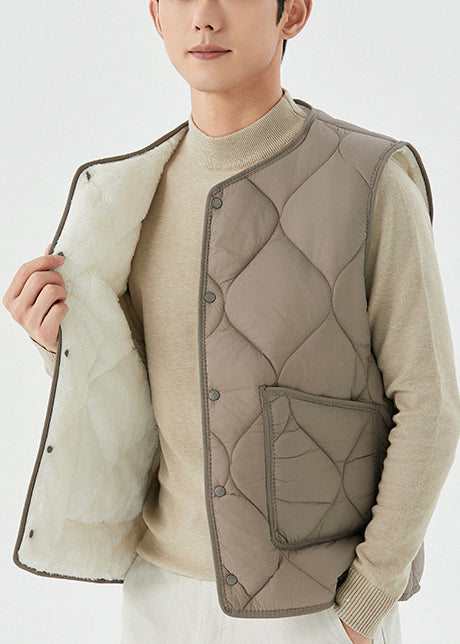 Fine Grey Pockets Warm Fleece Vest Clothing Winter