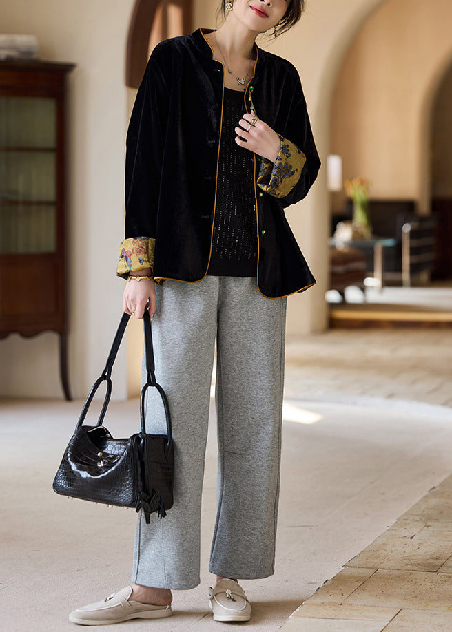 Fine Jacquard Wear on Both Sides Silk Velvet Coat Outwear Spring