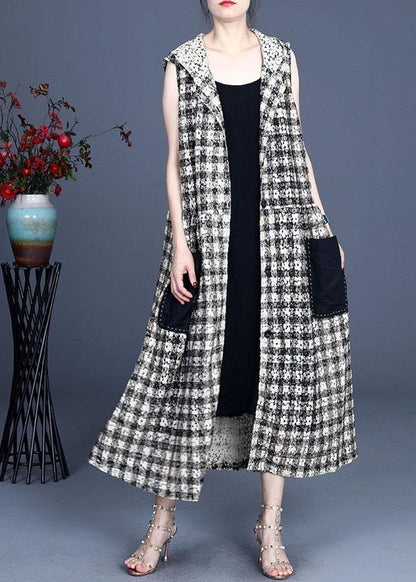 Fine Khaki Hooded Summer Loose Coat Sleeveless