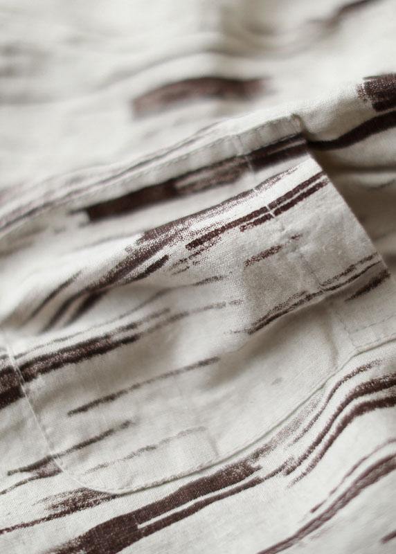 Fine Brown Geometry Pockets Harem Fall Cotton Blend Pants