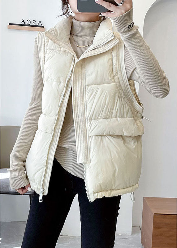 Fine Light Blue Stand Collar Zippered Winter Sleeveless Down Vest