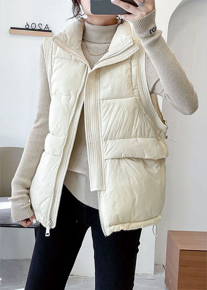 Fine Light Blue Stand Collar Zippered Winter Sleeveless Down Vest