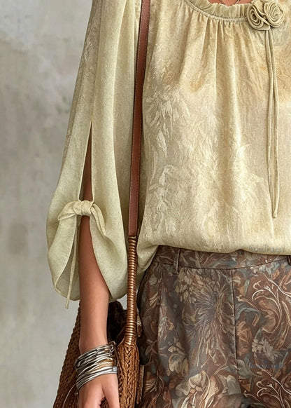 Fine Light Green Print Chiffon Shirt Half Sleeve
