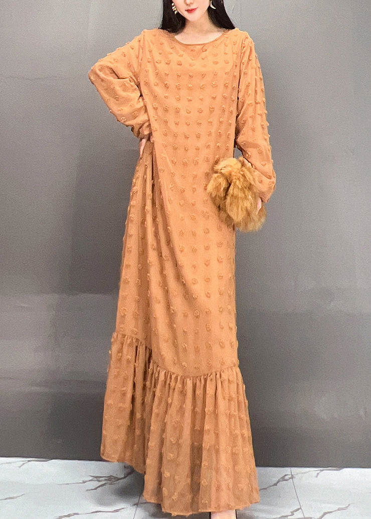 Fine Orange Patchwork Maxi Dresses Spring