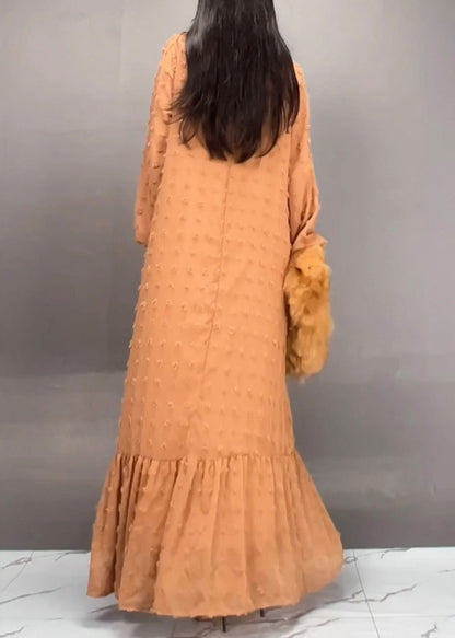 Fine Orange Patchwork Maxi Dresses Spring