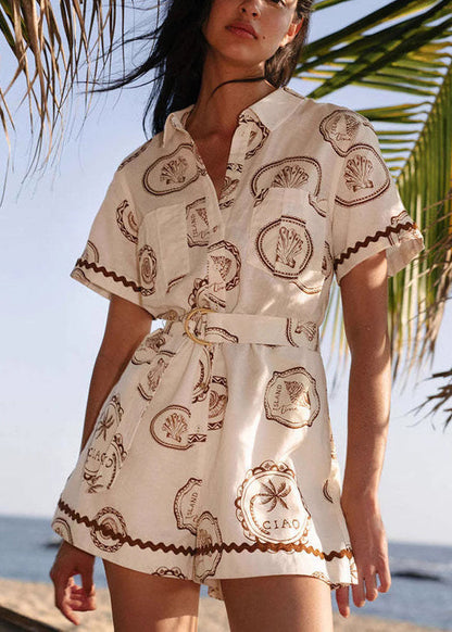 Fine Peter Pan Collar Shirts and Shorts Two-piece Set Summer