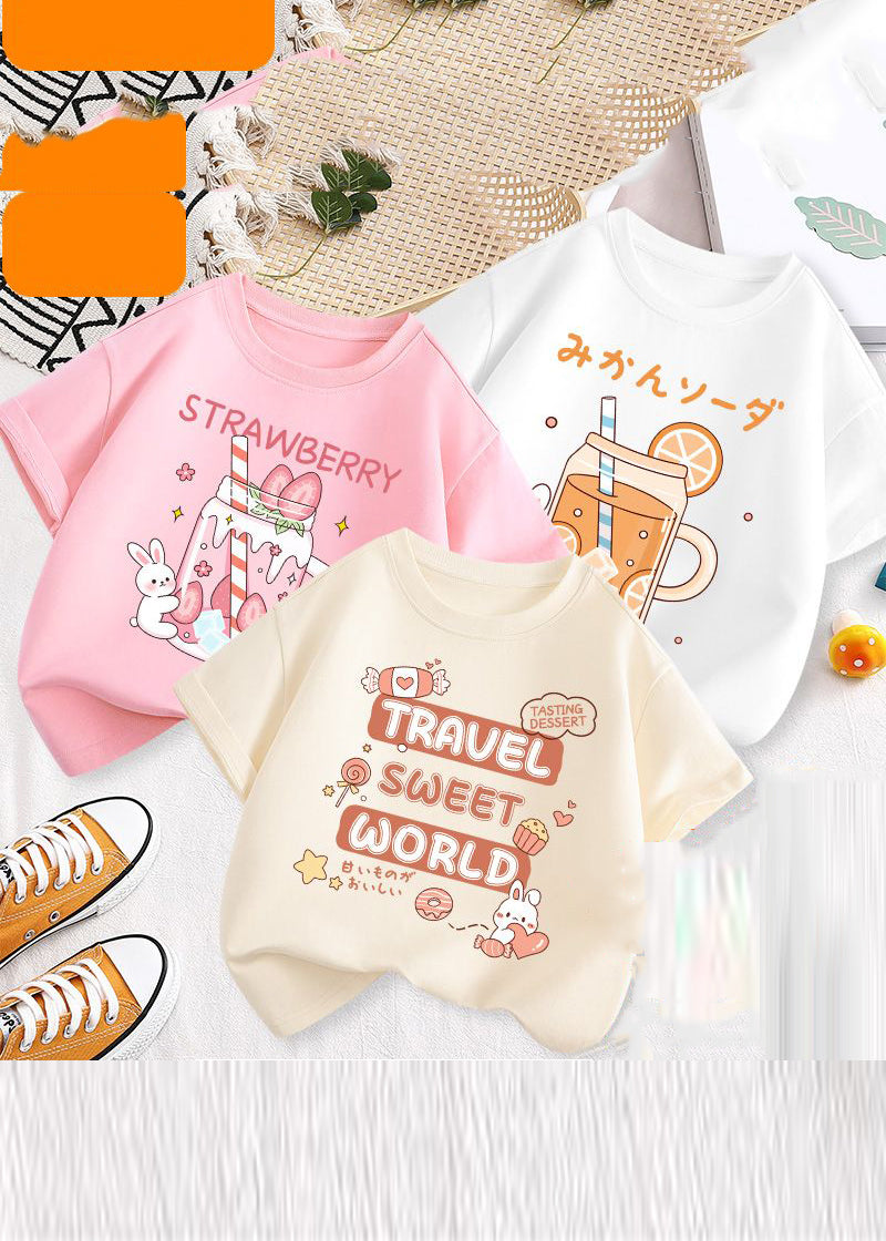 Fine Print Patchwork Kids Tops Three Pieces Set Summer