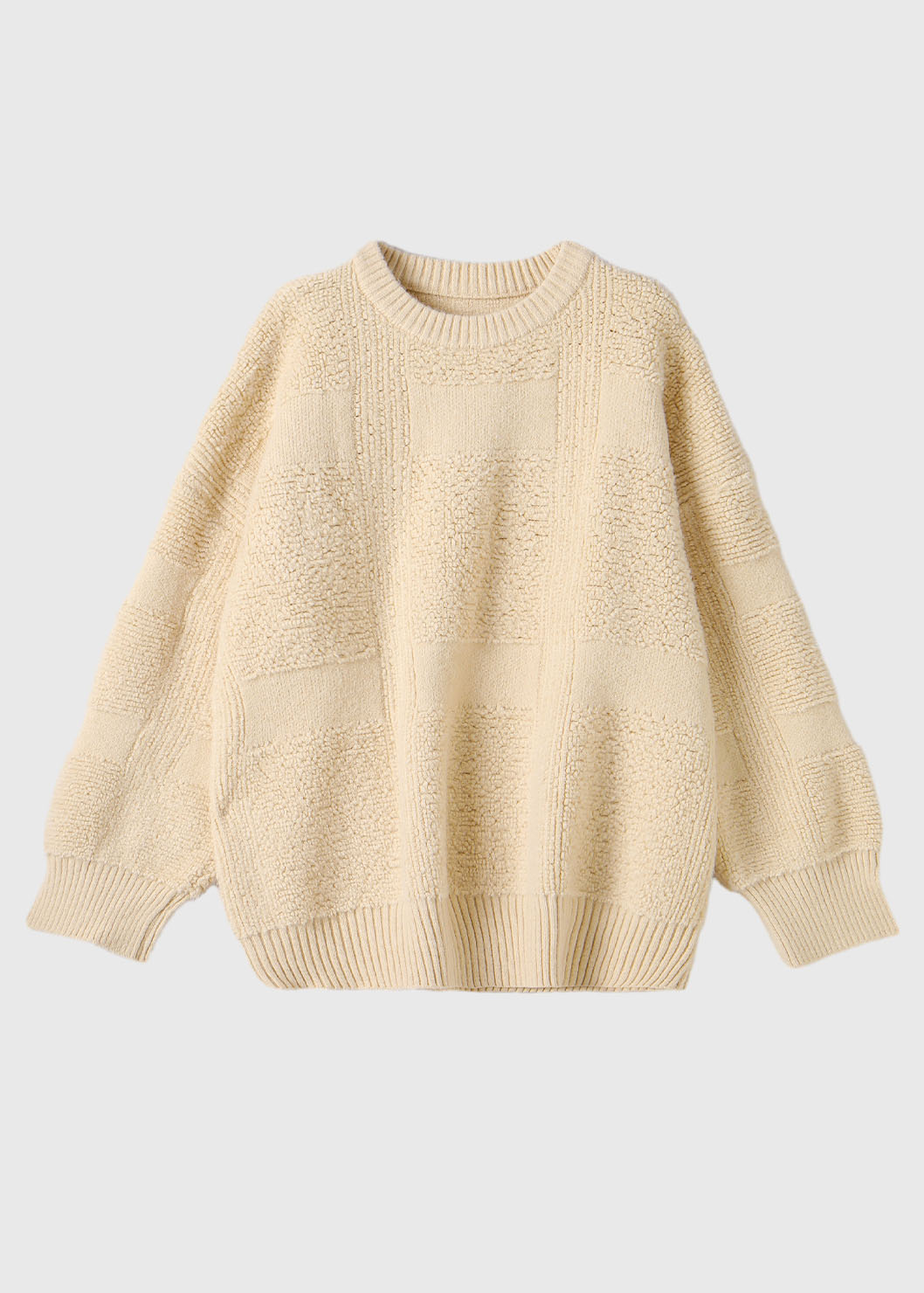 Fine Red O-neck Patchwork Thick Cotton Knit Sweaters Long Sleeve