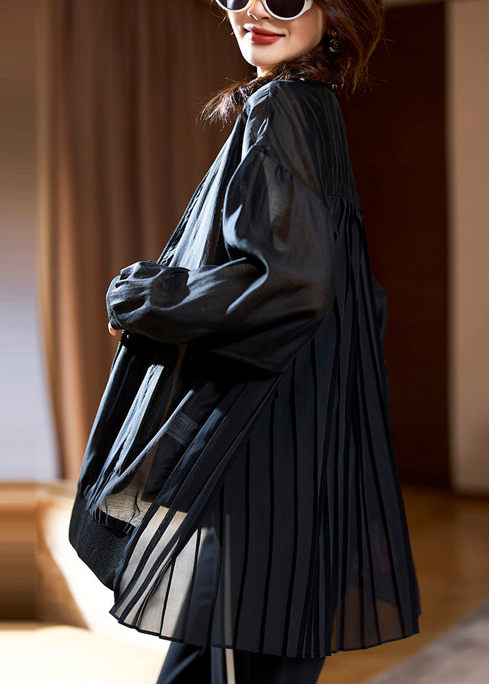 Fine White Zip Up Patchwork Chiffon Upf 50+ Coat Long Sleeve