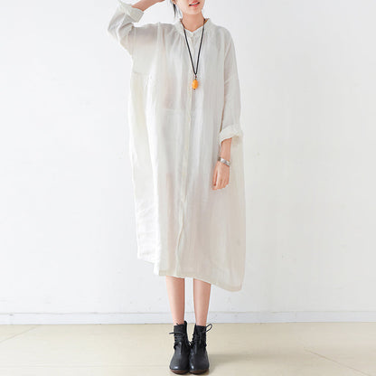 Fine White Linen Shirt Dresses Dress Autumn