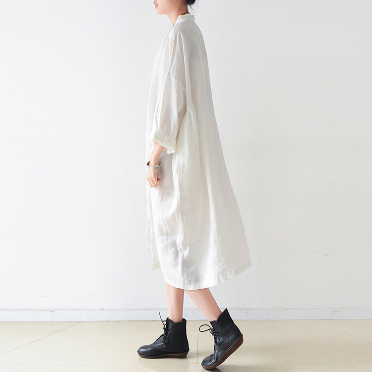 Fine White Linen Shirt Dresses Dress Autumn