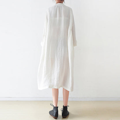 Fine White Linen Shirt Dresses Dress Autumn