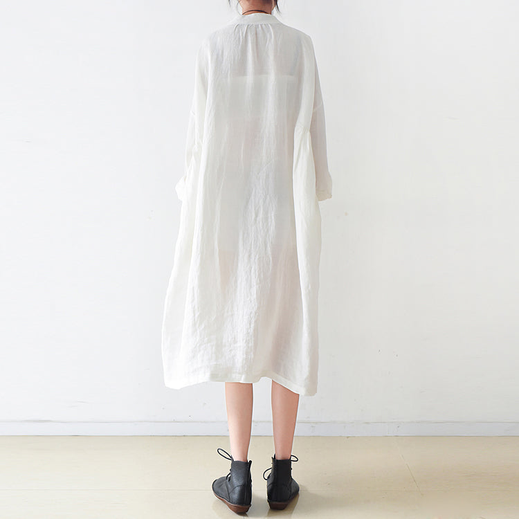 Fine White Linen Shirt Dresses Dress Autumn
