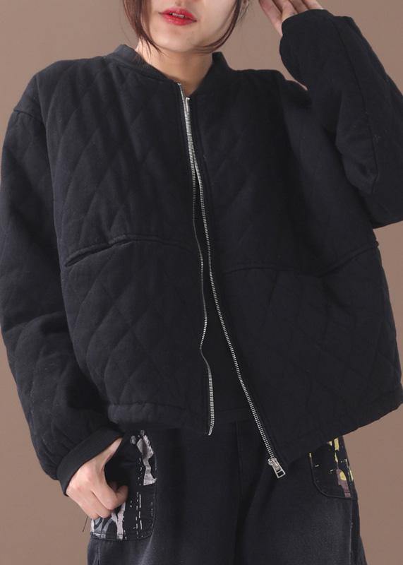 Fine Black Coat Clothing Stand Collar Winter Outwear