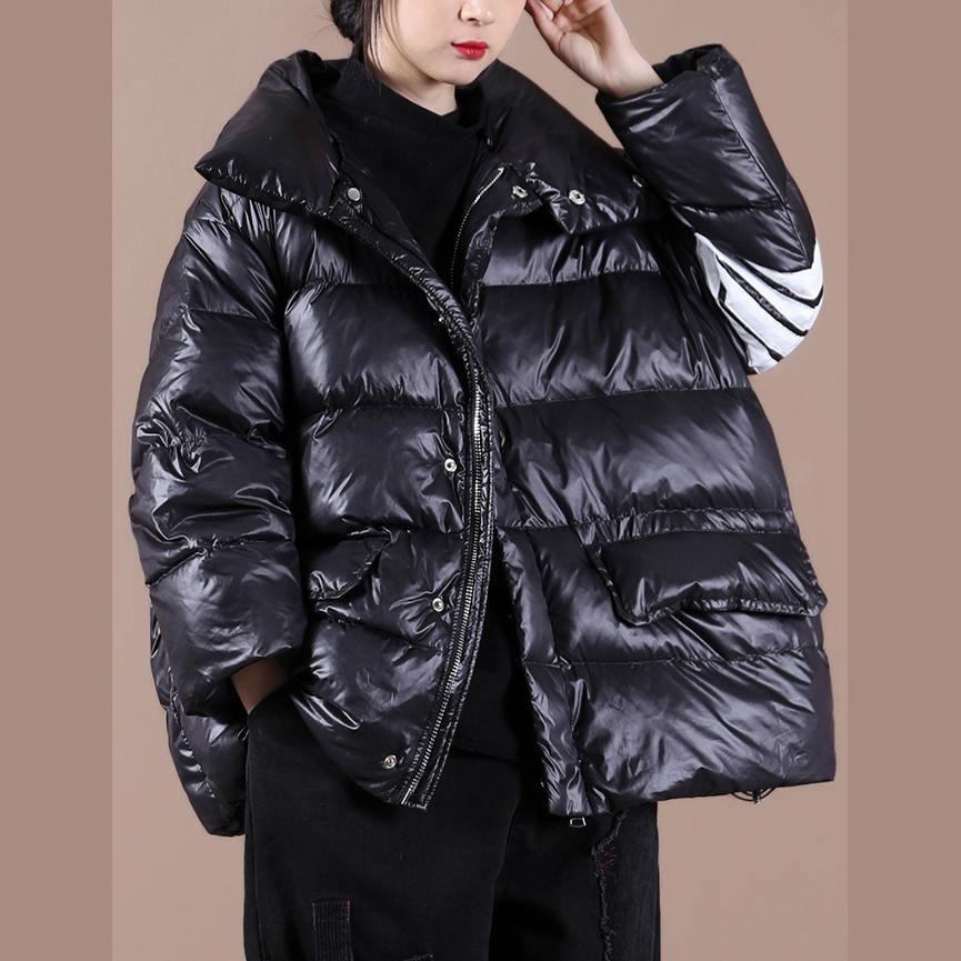 Fine Black Duck Down Coat Parka Stand Collar Zippered New Winter Outwear